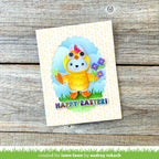 Lawn Fawn Blissful Blossoms 6x6 Inch Petite Paper Pack lf4009 bunny dressed as chick card with happy easter sentiment-847c-45c2-8bec-059bdf59bd47