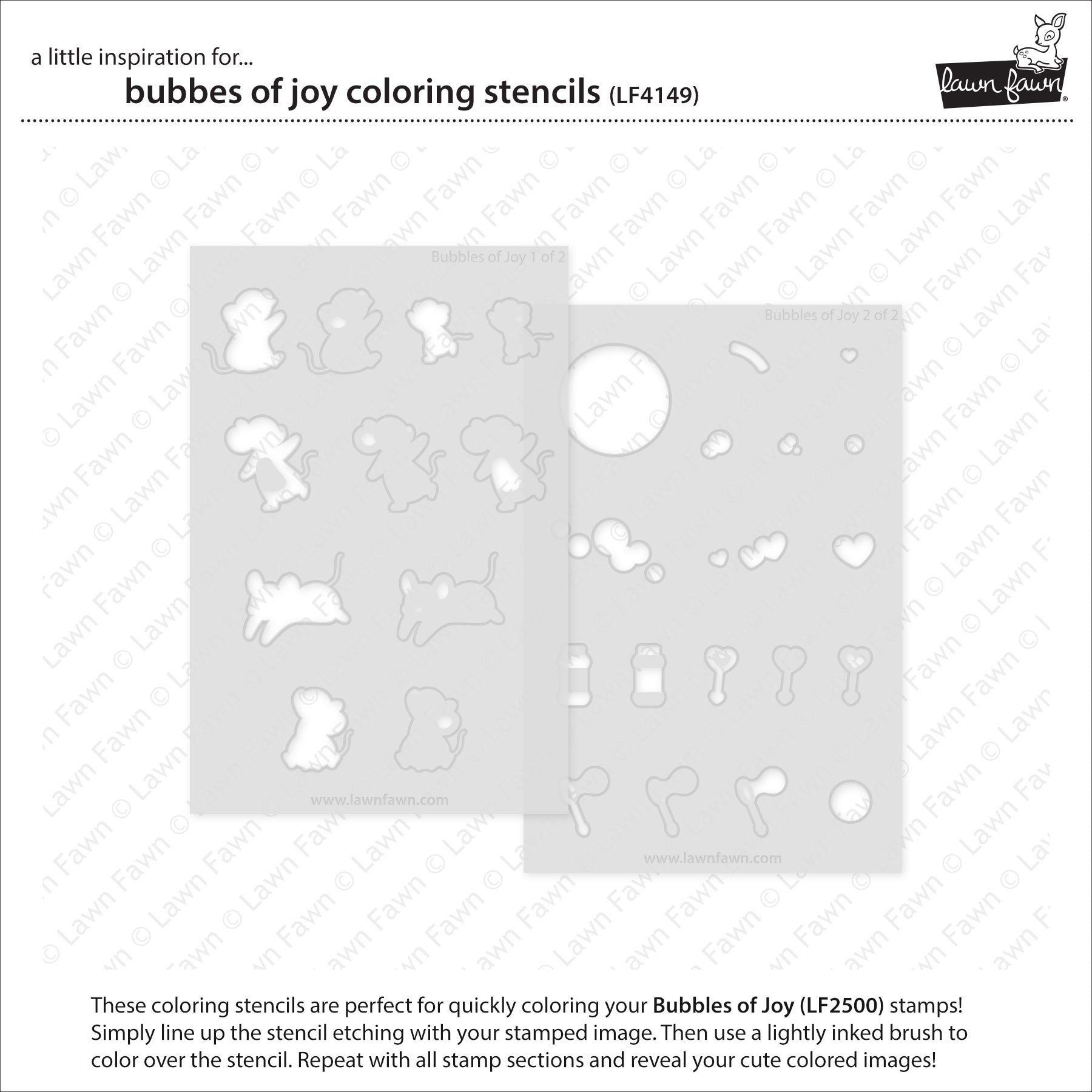 Lawn Fawn Bubbles of Joy Coloring Stencils lf4149 individual stencils