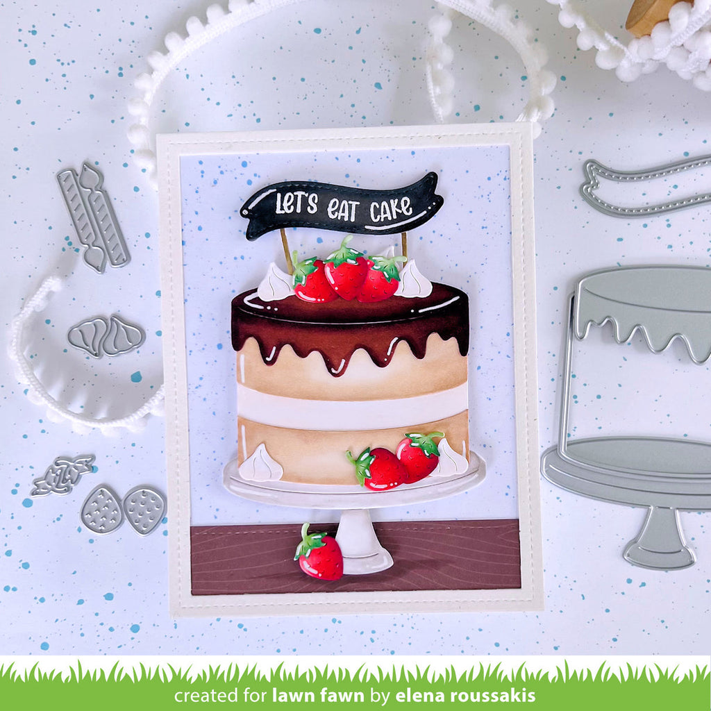 Lawn Fawn Build-A-Cake and Add-On Dies let's eat cake