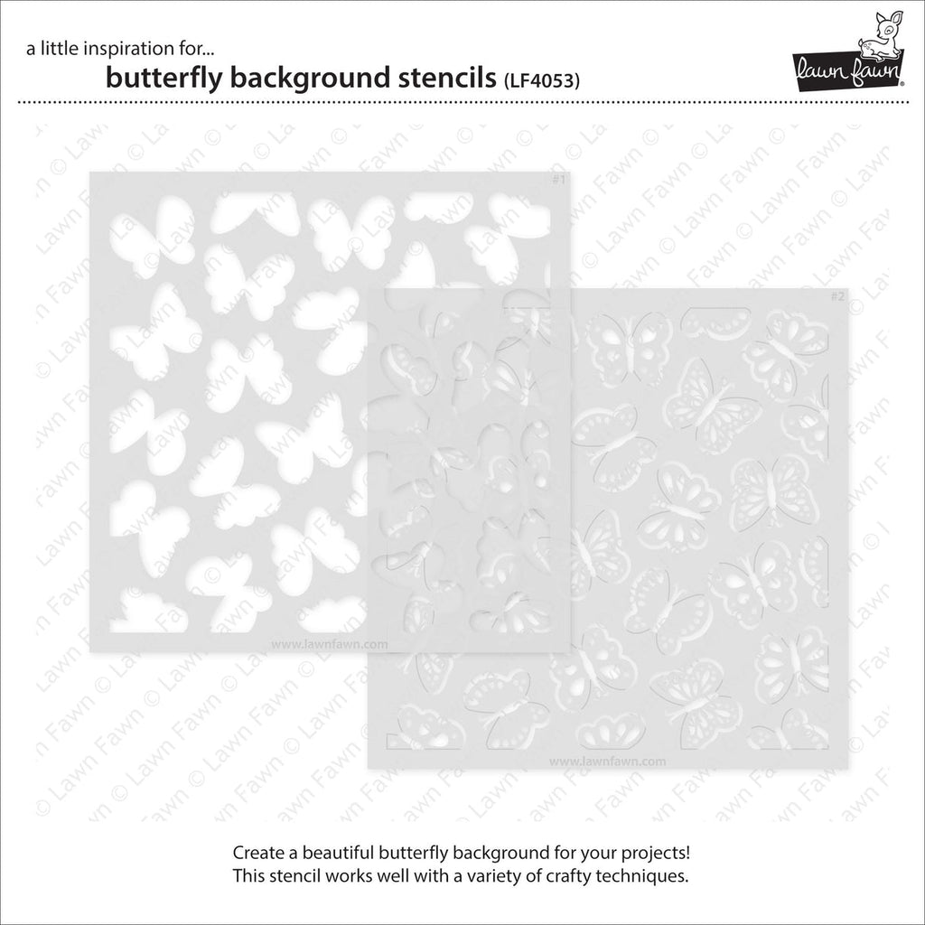 Lawn Fawn Butterfly Background Stencils lf4053 two individual stencils in set