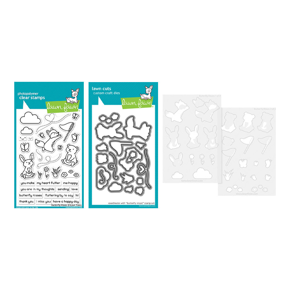 Lawn Fawn Butterfly Kisses Stamps Dies and Coloring Stencils