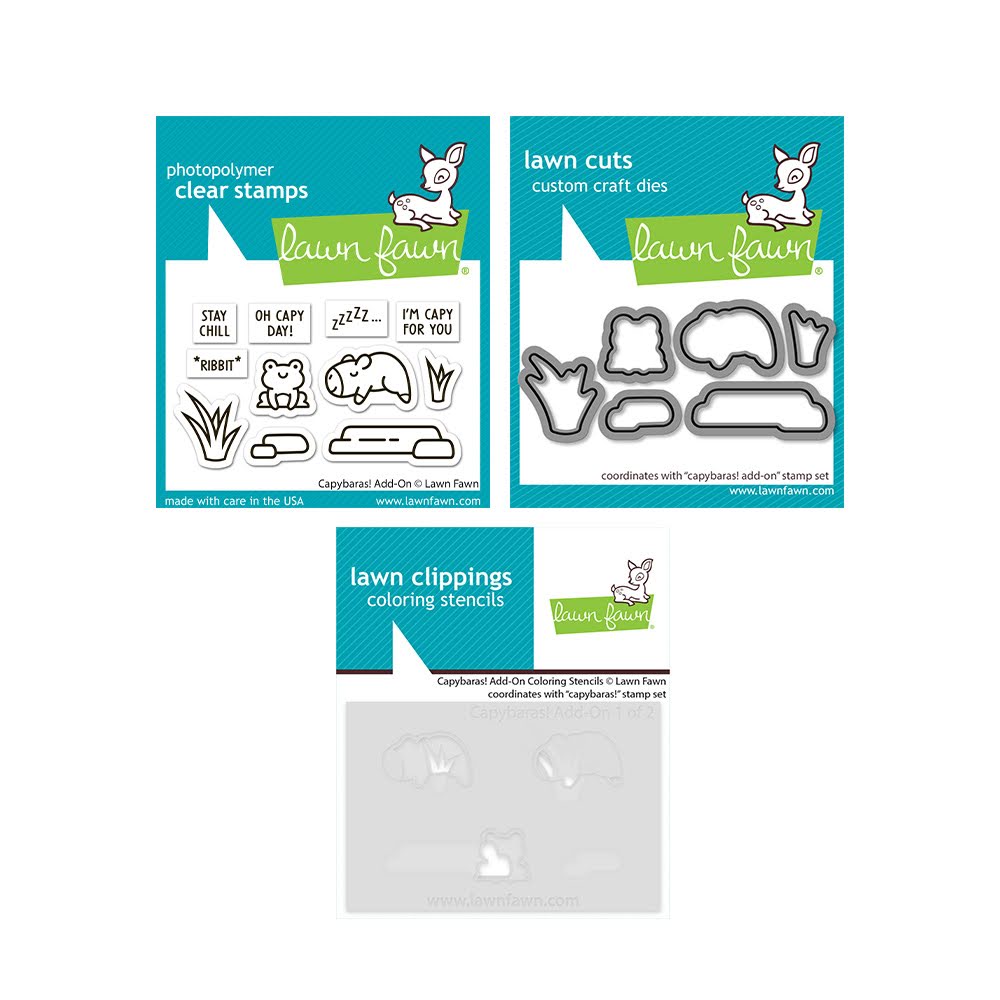 Lawn Fawn Cabybaras! Add-On Stamps Dies and Coloring Stencils Set