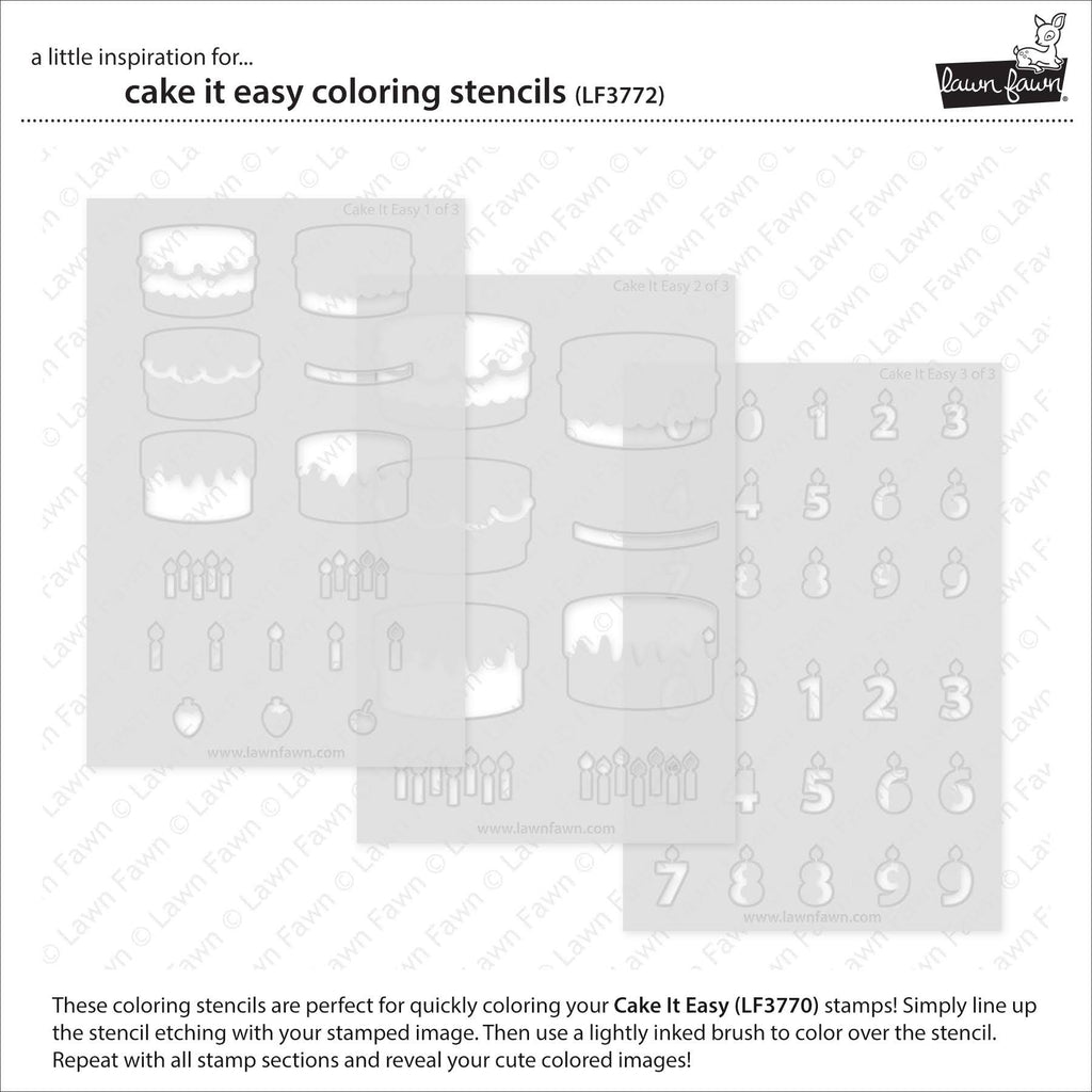 Lawn Fawn Cake It Easy Coloring Stencils lf3772 set of 3