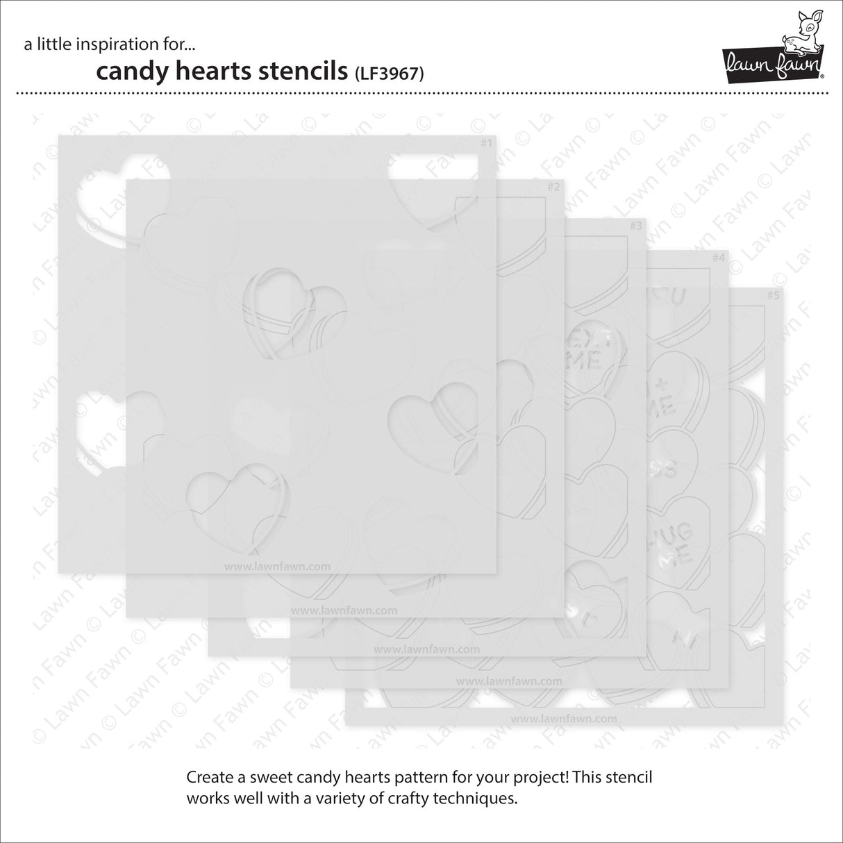 Lawn Fawn Candy Hearts Stencils lf3967 set  of 5