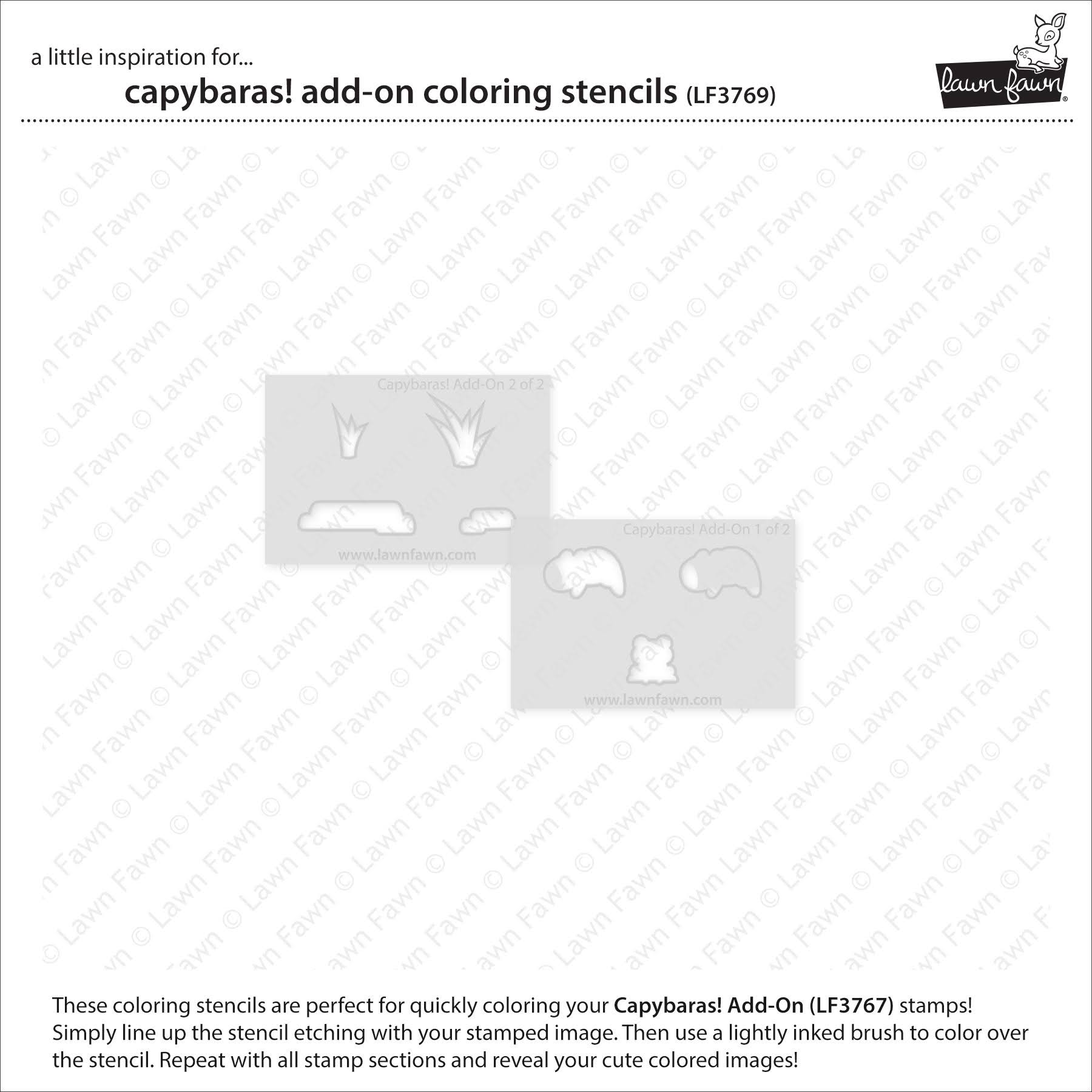 Lawn Fawn Capybaras! Add-On Coloring Stencils lf3769 set of 2