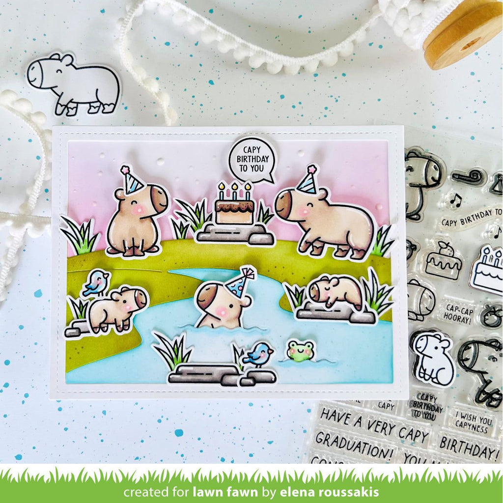 Lawn Fawn Capybaras! Add-On Stamps and Dies birthday