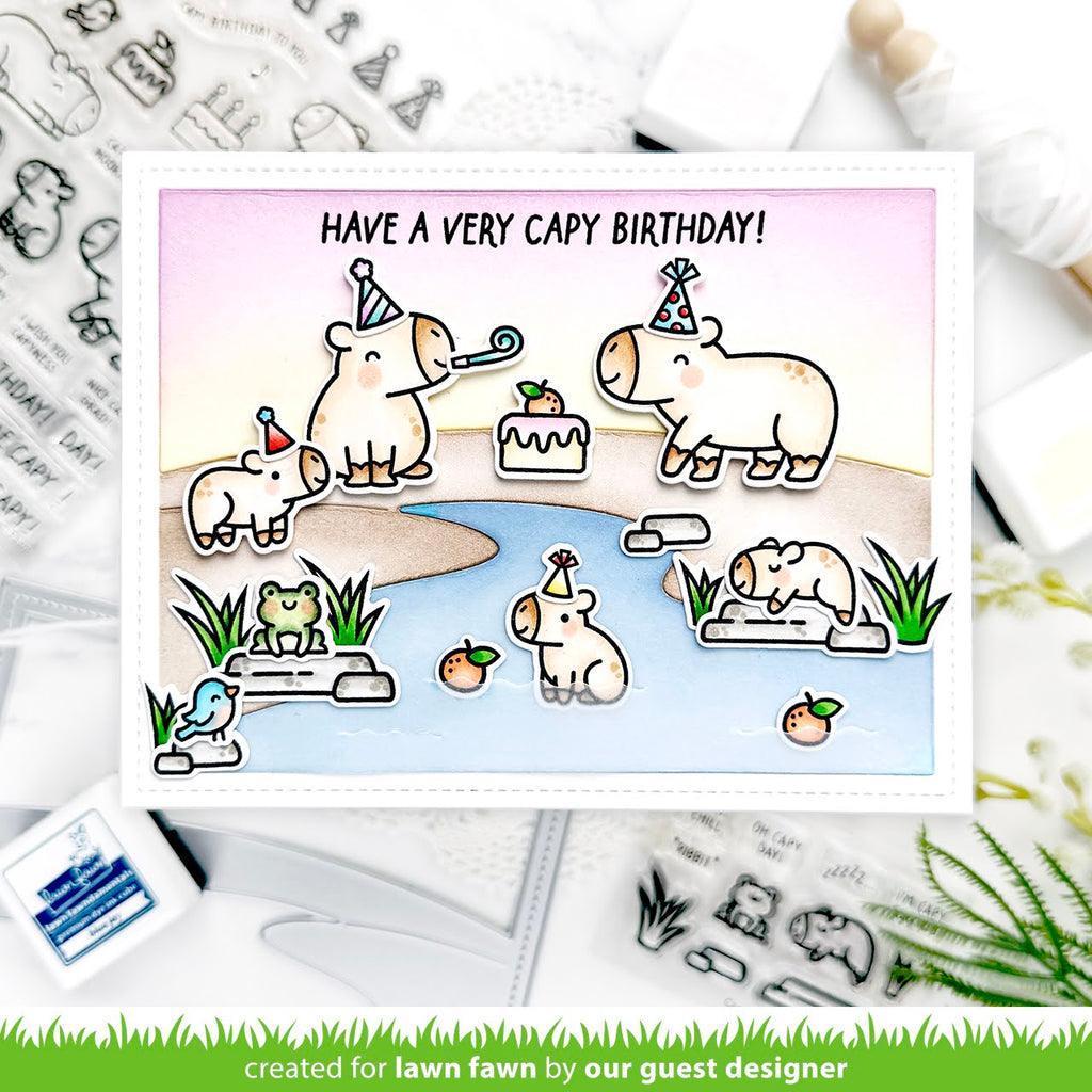 Lawn Fawn Capybaras! Add-On Stamps lf3767 Happy Birthday Capy | color-code:alt1