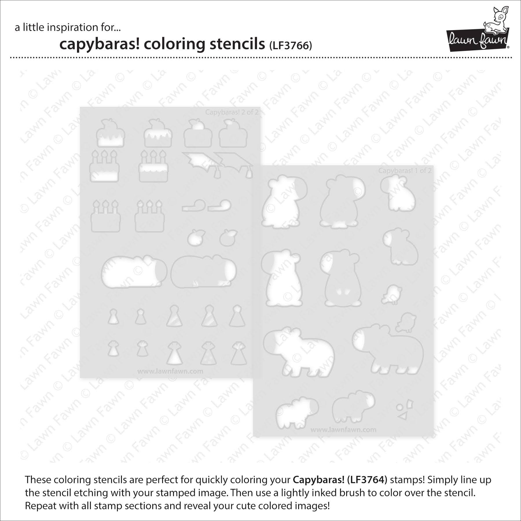 Lawn Fawn Capybaras! Coloring Stencils lf3766 set of 2