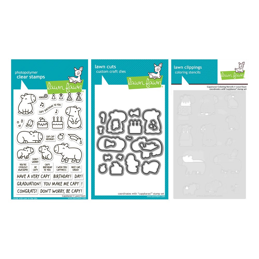 Lawn Fawn Capybaras! Stamps Dies and Coloring Stencils Set