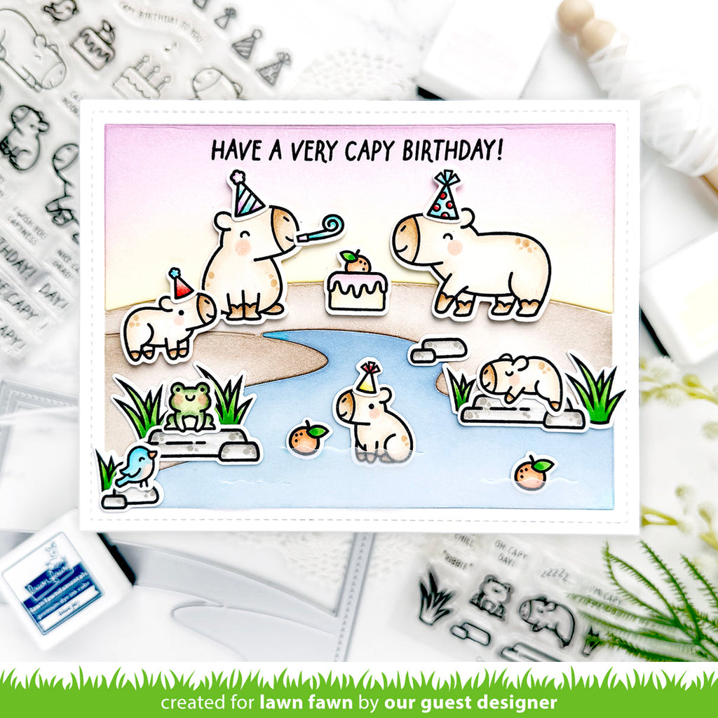 Lawn Fawn Capybaras! Stamps and Dies Birthday | color-code:alt1