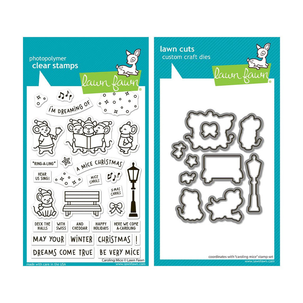 Lawn Fawn Caroling Mice Stamps and Dies