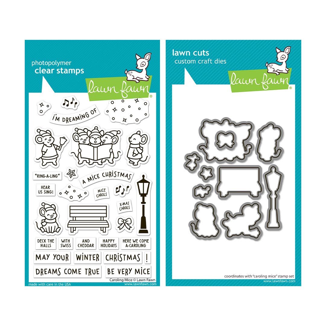 Lawn Fawn Caroling Mice Stamps and Dies