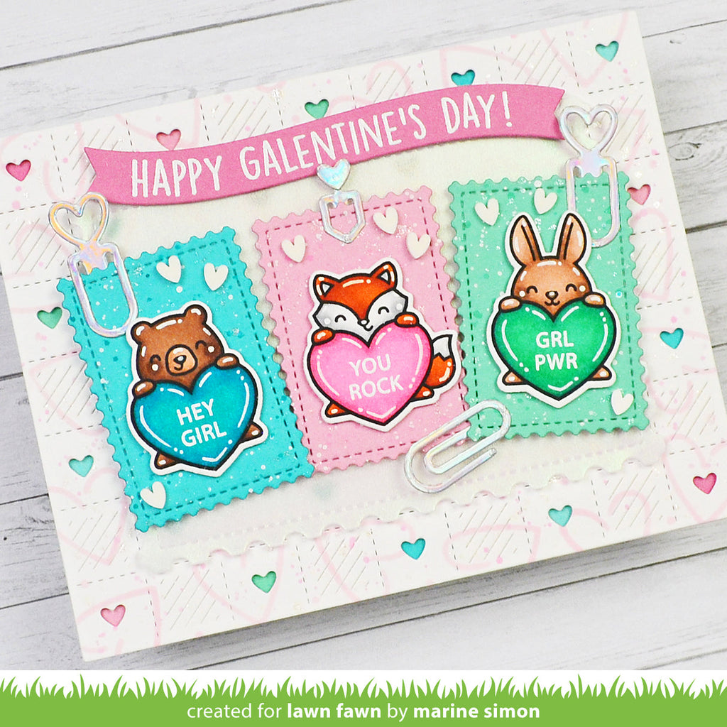 Lawn Fawn Checkered Hearts Backdrop: Landscape Die lf3963 galentines day