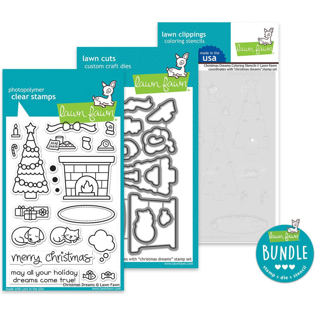 Lawn Fawn Christmas Dreams Stamps Dies and Coloring Stencils Bundle