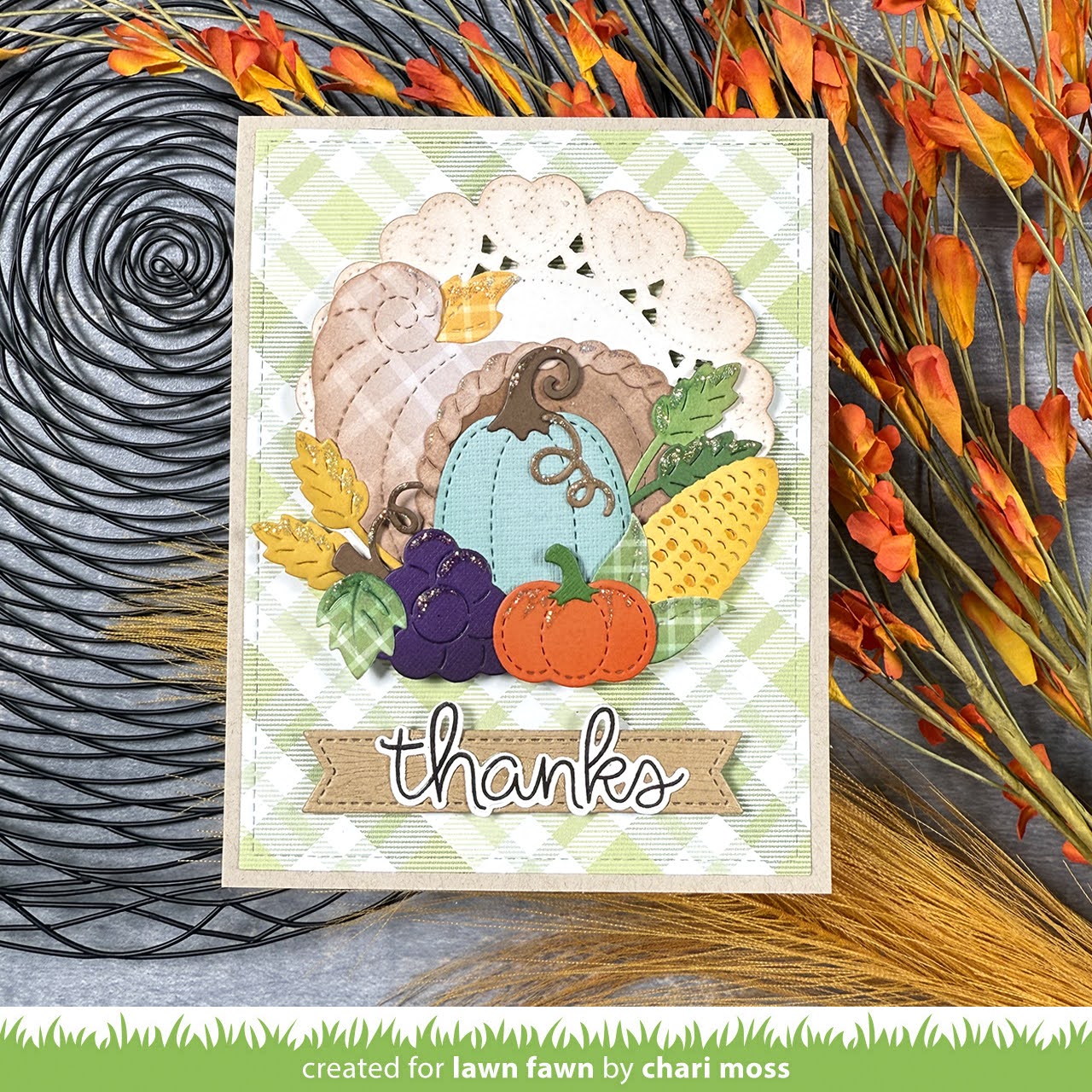 Lawn Fawn Cornucopia Dies lf3867 thanks