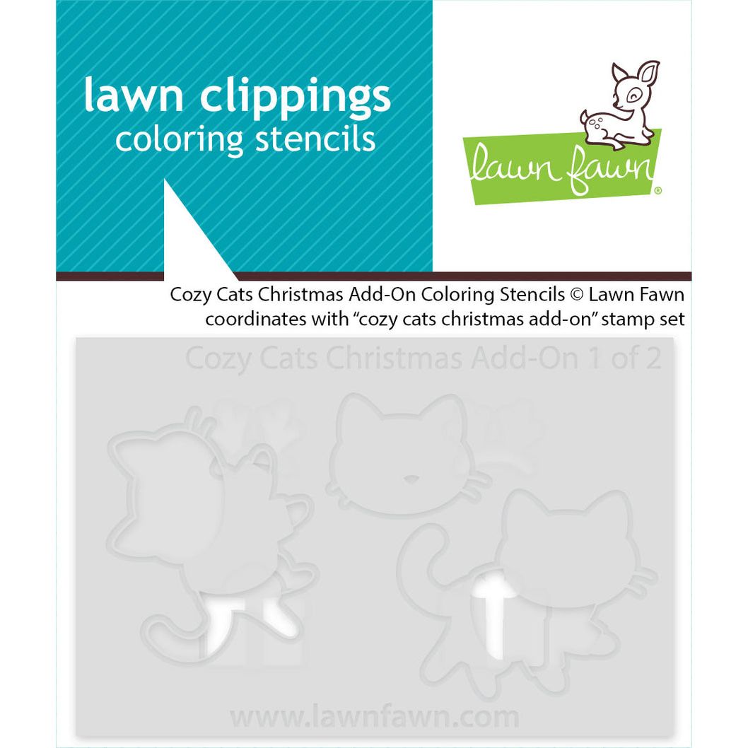 Lawn Fawn Cozy Cats Christmas Add-On Coloring Stencils lf3901