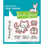Lawn Fawn Cozy Cats Christmas Add-On Dies lf3900 red outlines to show dies