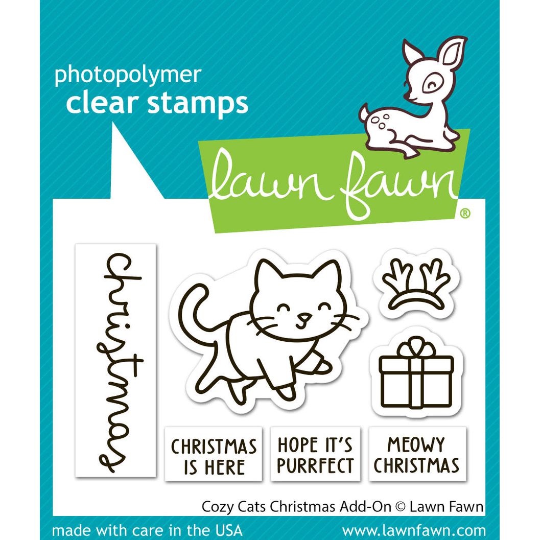 Lawn Fawn Cozy Cats Christmas Add-On Stamps lf3899
