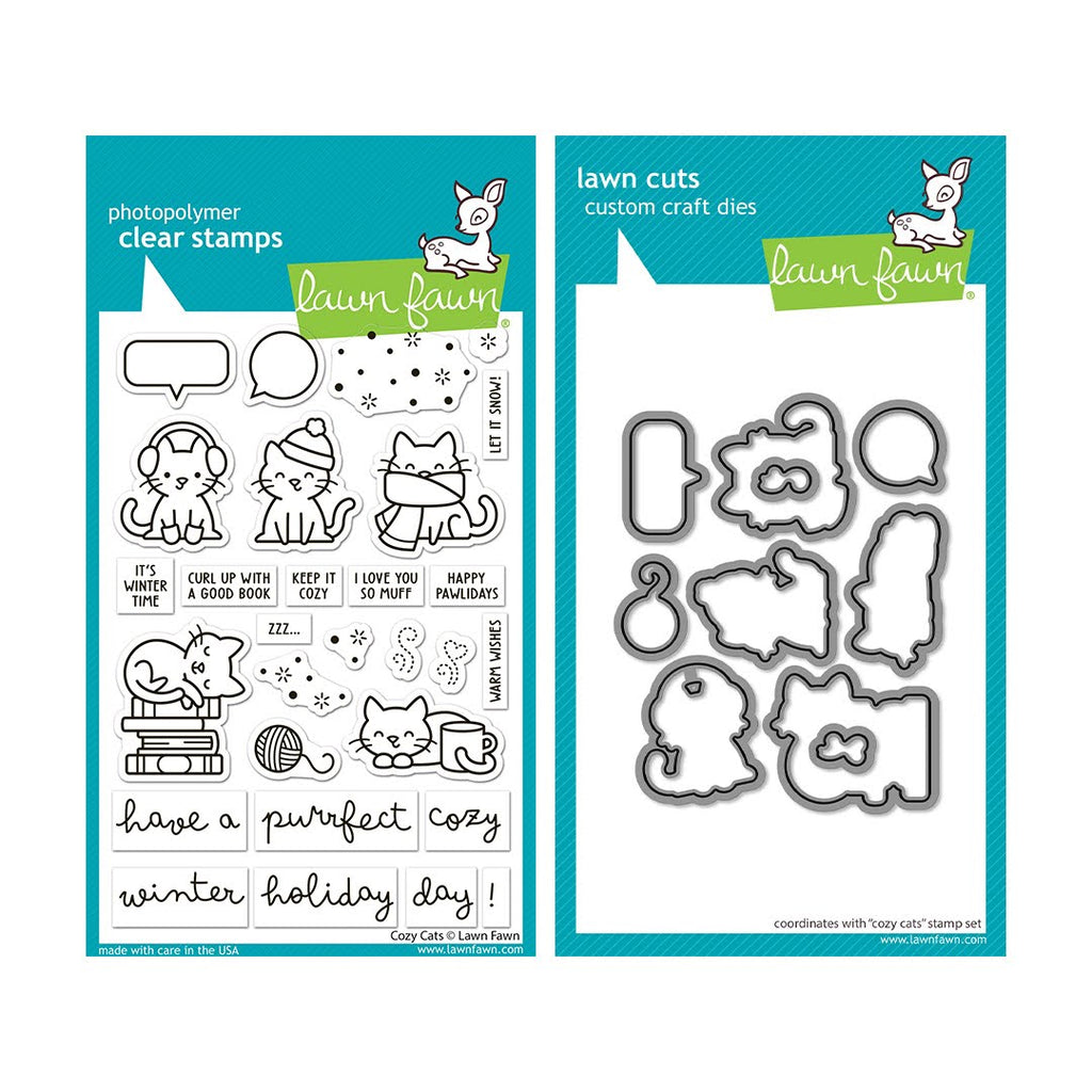 Lawn Fawn Cozy Cats Stamps and Dies