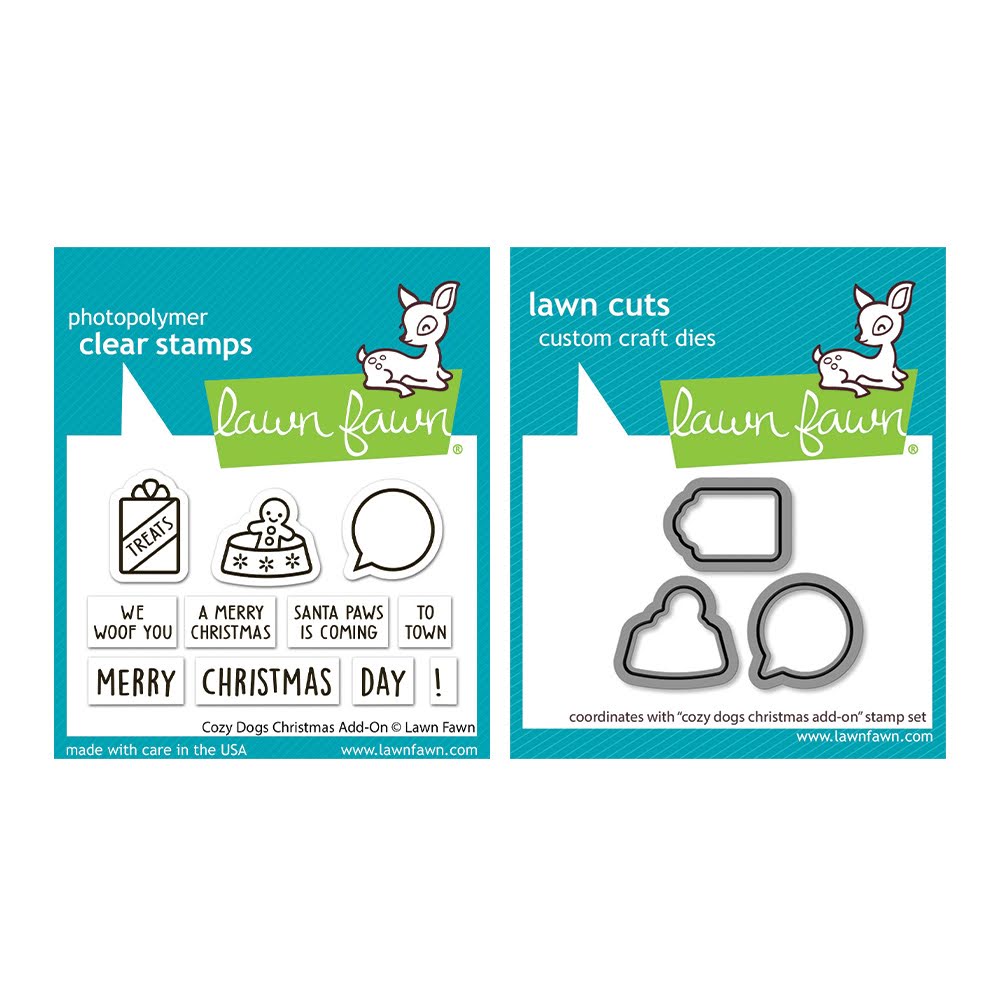 Lawn Fawn Cozy Dogs Christmas Add-On Stamps and Dies