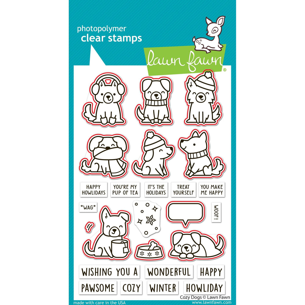 Lawn Fawn Cozy Dogs Dies lf4251 red lines to indicate stamps