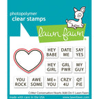 Lawn Fawn Critter Conversation Hearts Add-On Die lf3952 showing stamp that is die cut