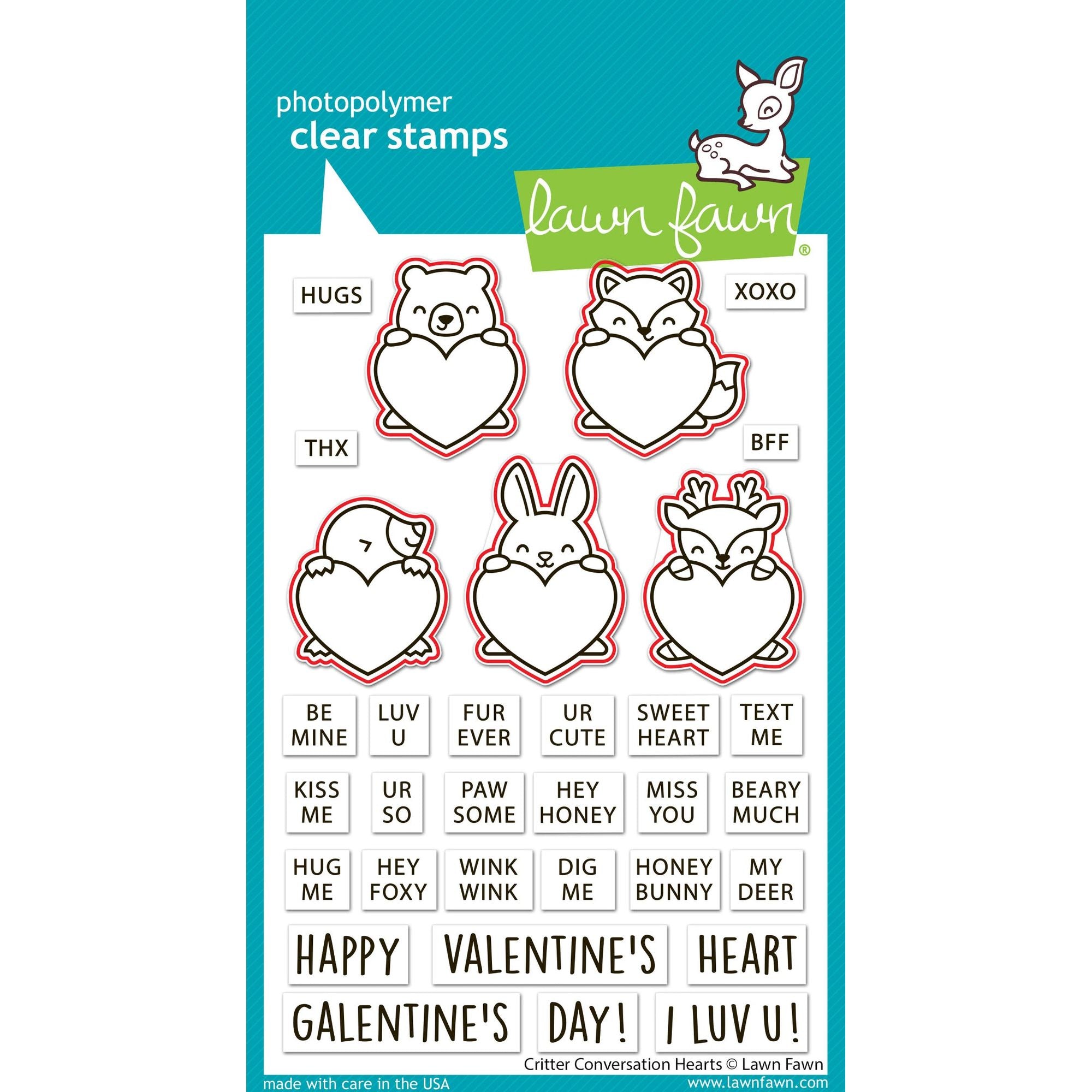 Lawn Fawn Critter Conversation Hearts Dies lf3949 outlines showing stamps to be die cut