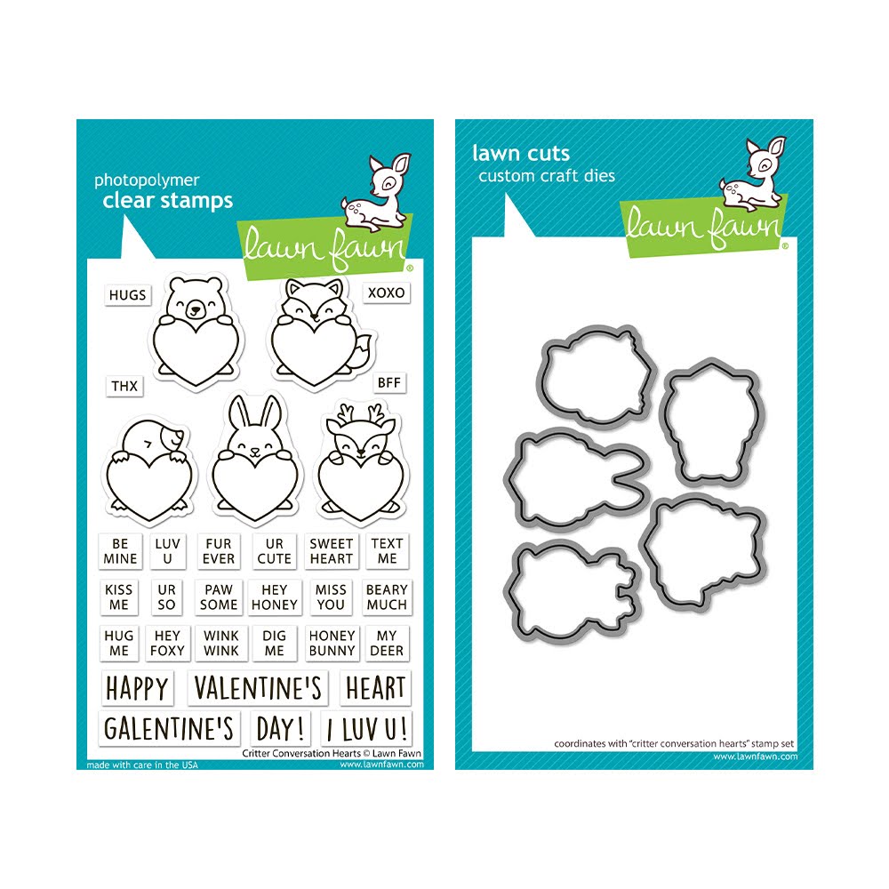 Lawn Fawn Critter Conversation Hearts Stamps and Dies
