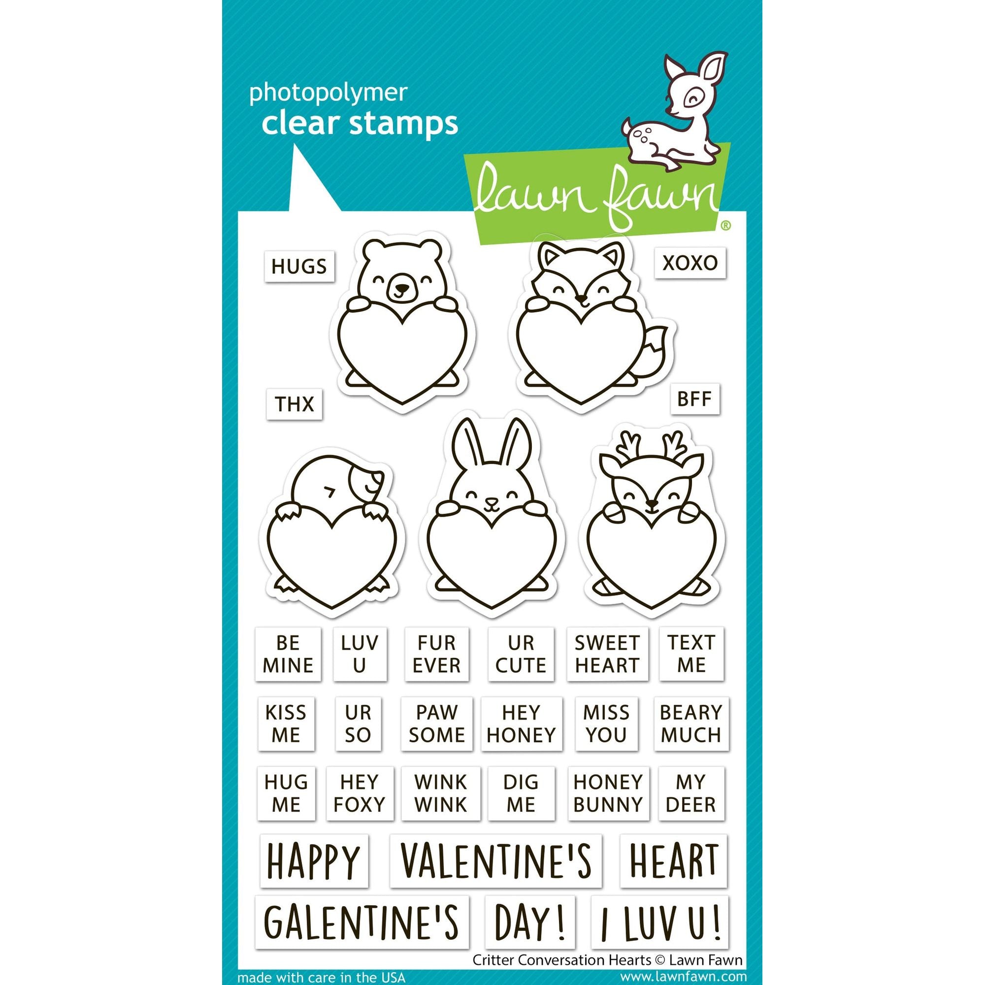 Lawn Fawn Critter Conversation Hearts Stamps lf3948