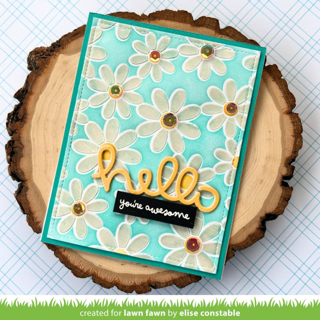 Lawn Fawn Daisy Bloom Background Layering Stencils lf3693 hello