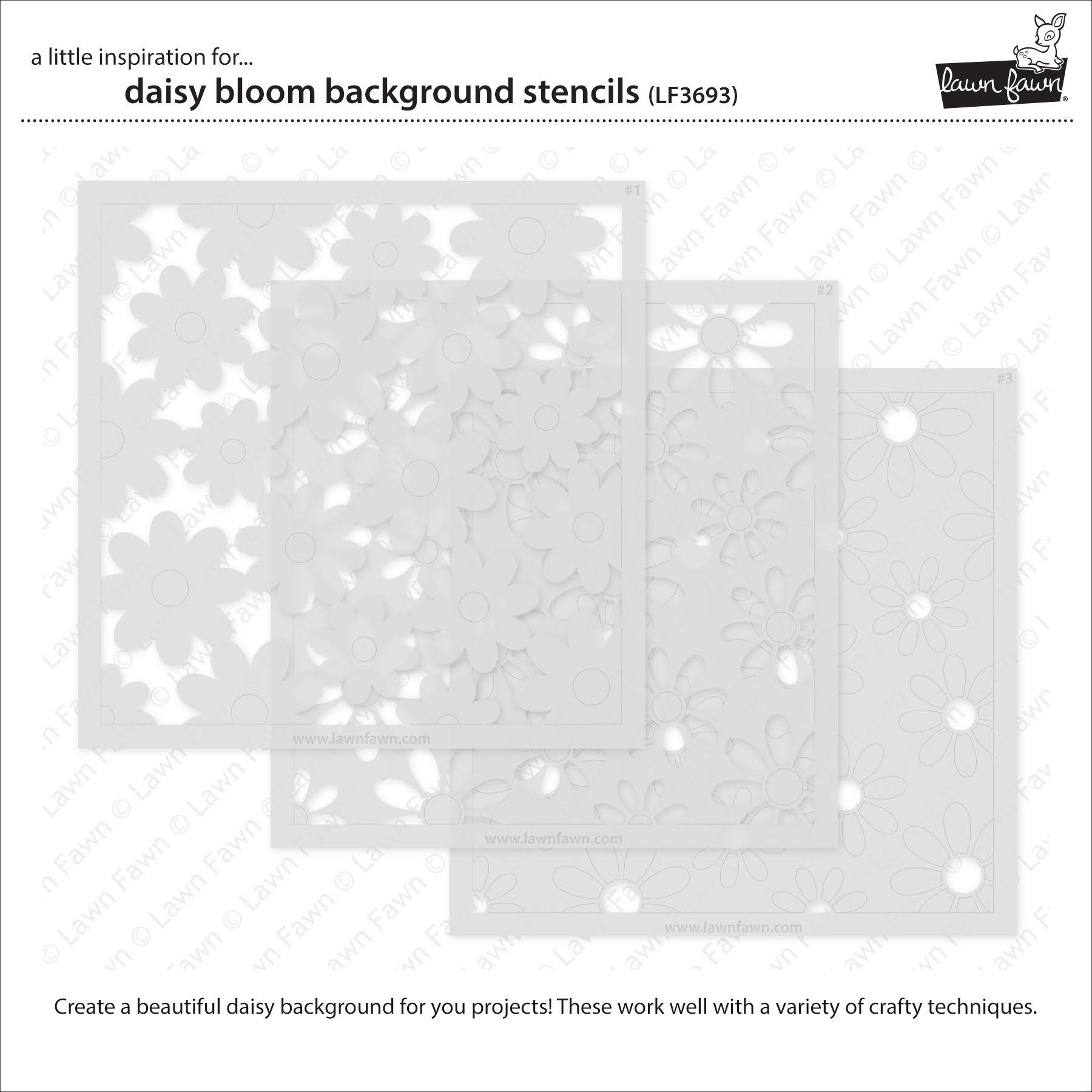 Lawn Fawn Daisy Bloom Background Layering Stencils lf3693 individual stencils