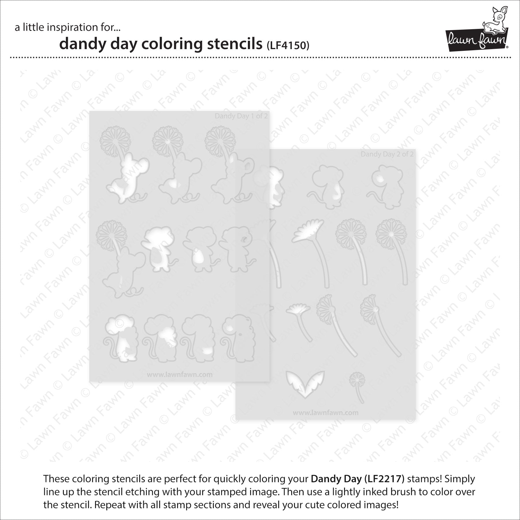 Lawn Fawn Dandy Day Coloring Stencils lf4150 individual stencils