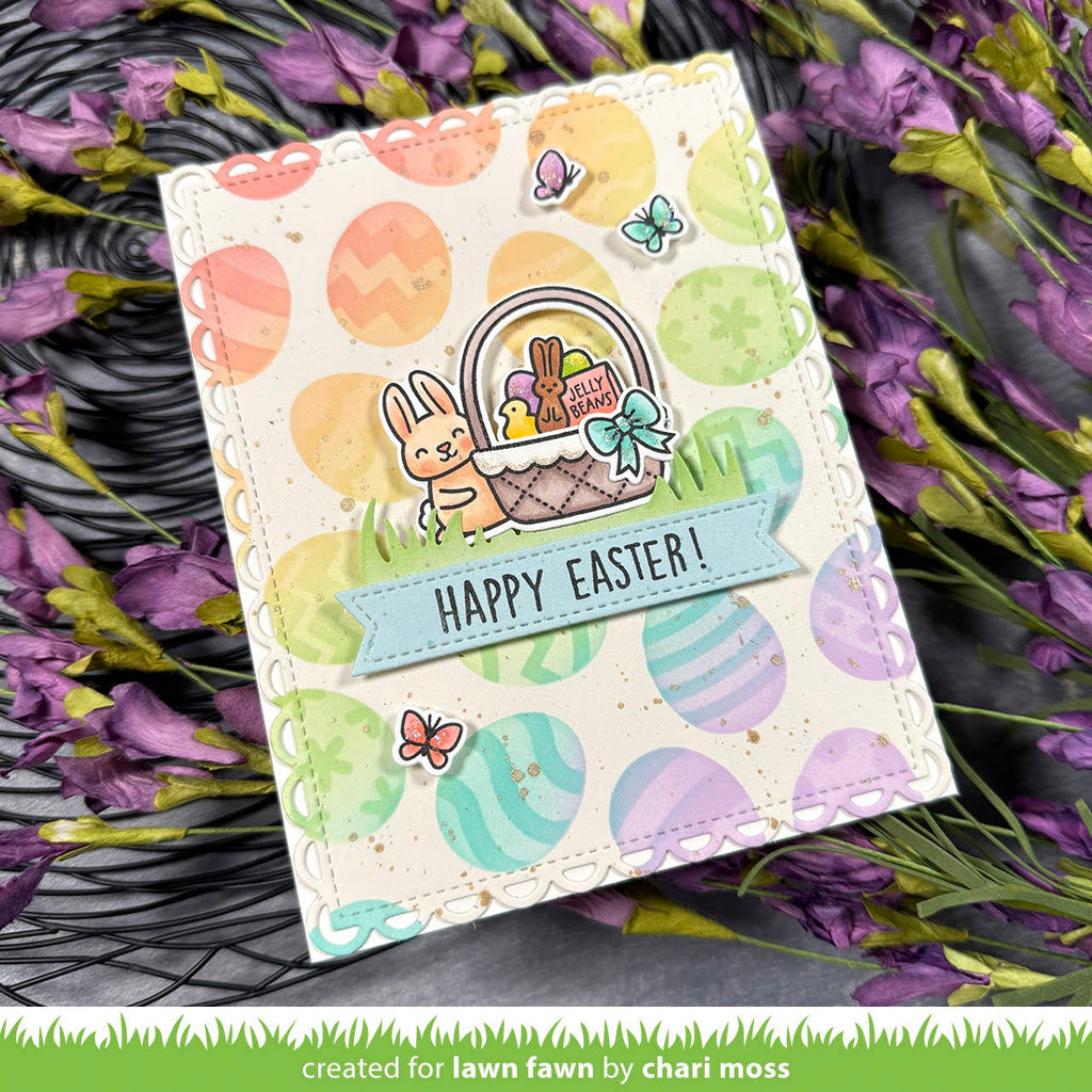Lawn Fawn Easter Egg Background Layering Stencils lf3692 Happy Easter | color-code:alt2