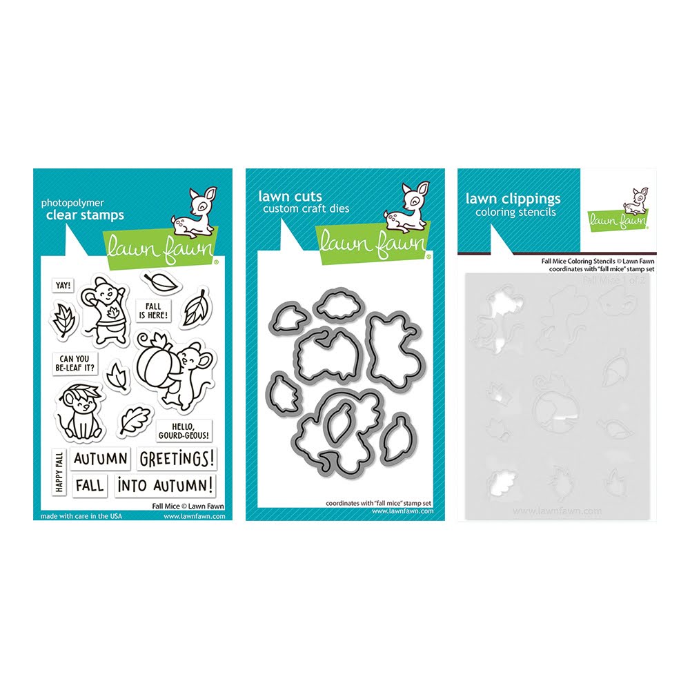 Lawn Fawn Fall Mice Stamps Dies and Coloring Stencils