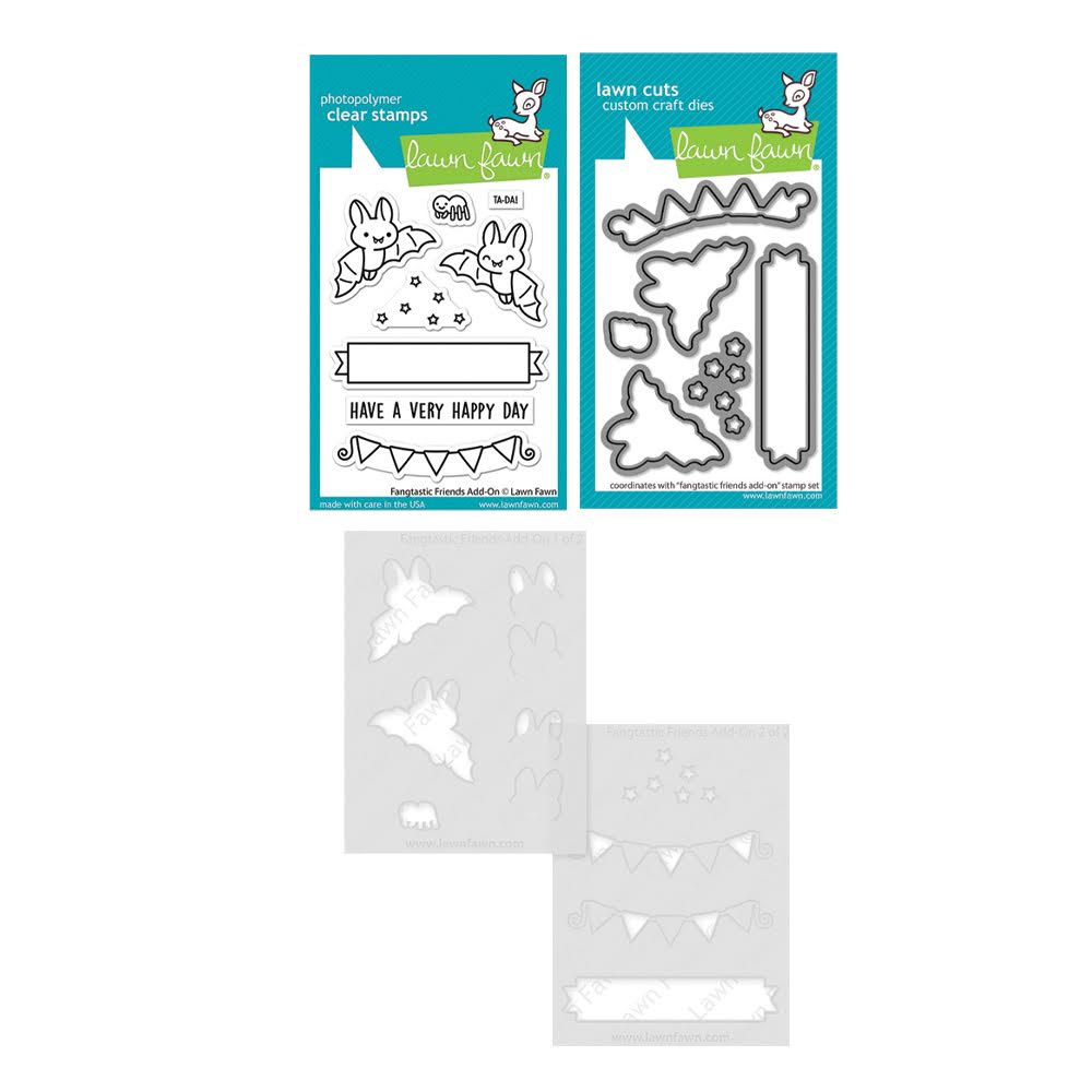 Lawn Fawn Fangtastic Friends Add-On Stamps Dies and Coloring Stencils