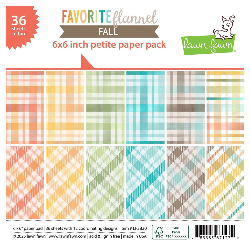 Lawn Fawn Favorite Flannel Fall 6x6 Inch Petite Paper Pack lf3830