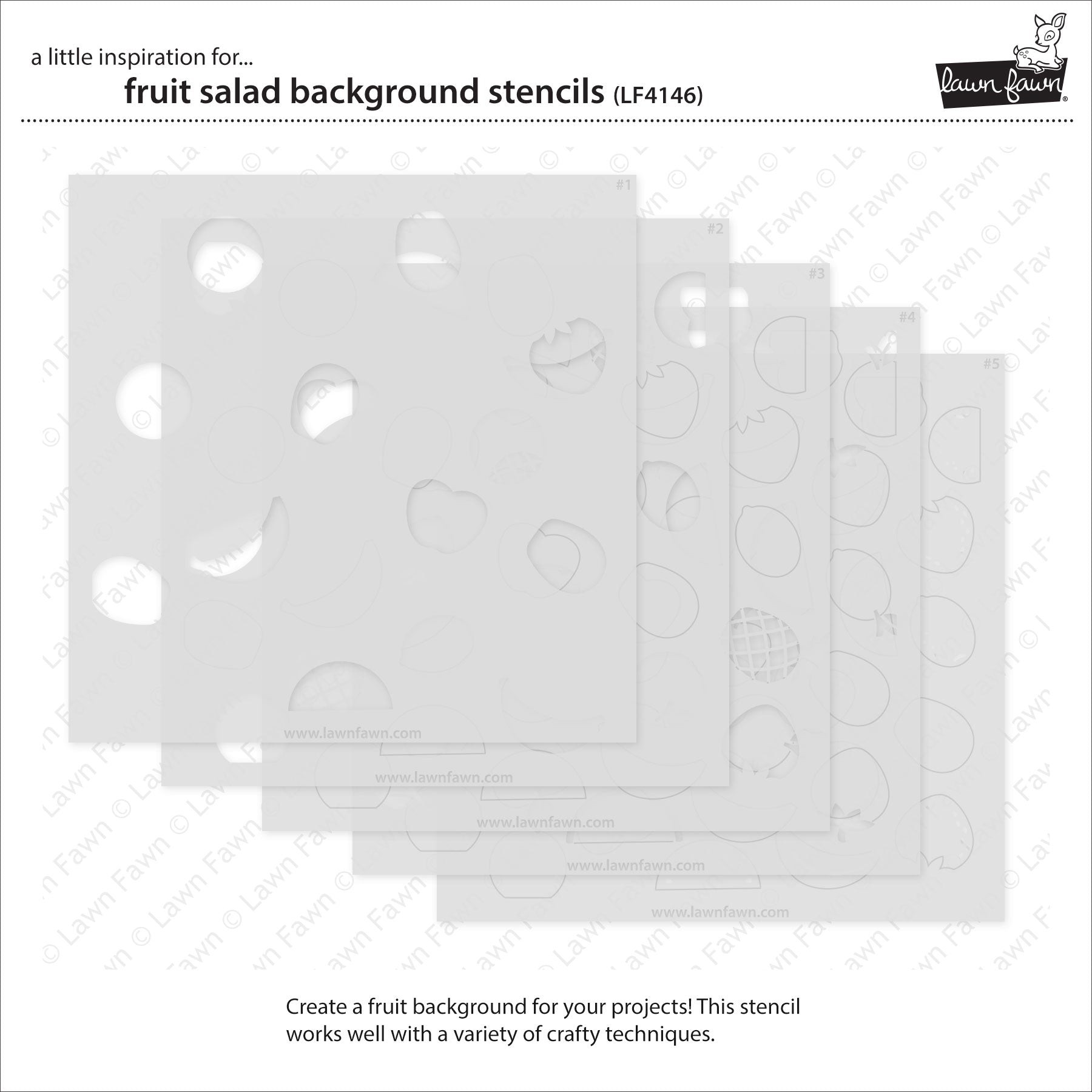 Lawn Fawn Fruit Salad Background Stencils lf4146 individual stencils
