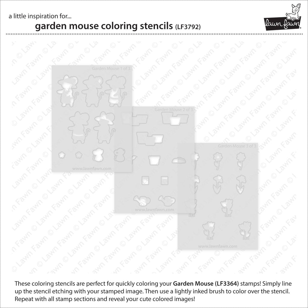 Lawn Fawn Garden Mouse Gardening Stencils lf3792 set of 3