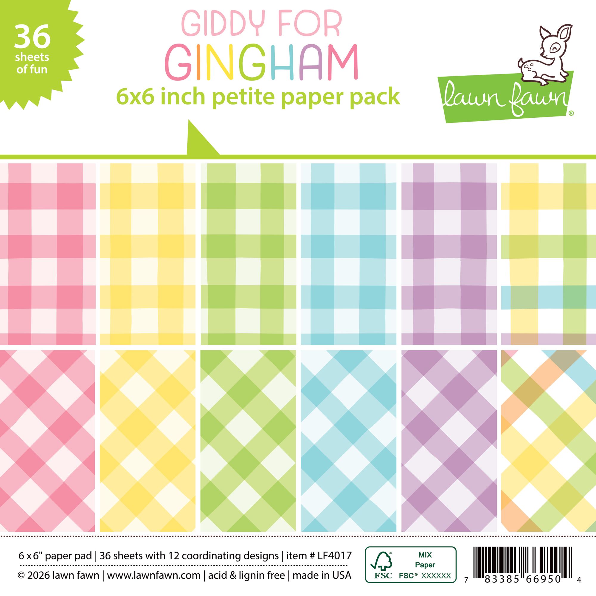 Lawn Fawn Giddy for Gingham 6x6 Inch Petite Paper Pack lf4017