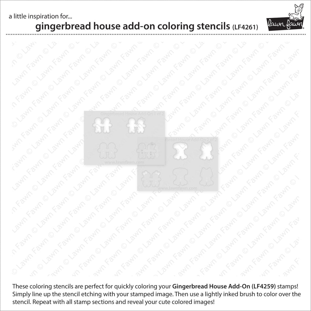Lawn Fawn Gingerbread House Add-On Coloring Stencils lf4261 set of 2 stencils