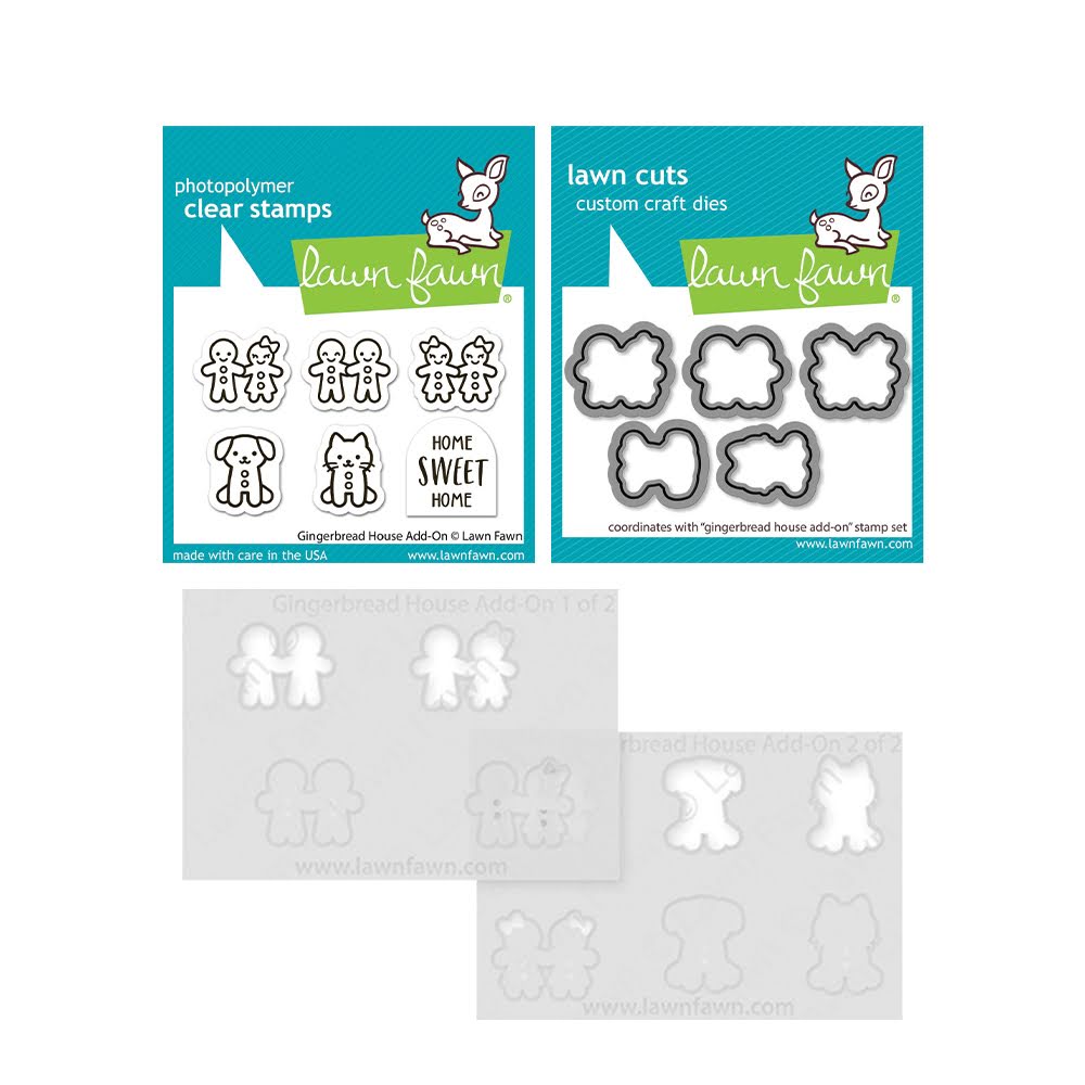 Lawn Fawn Gingerbread House Add-On Stamps Dies and Stencils