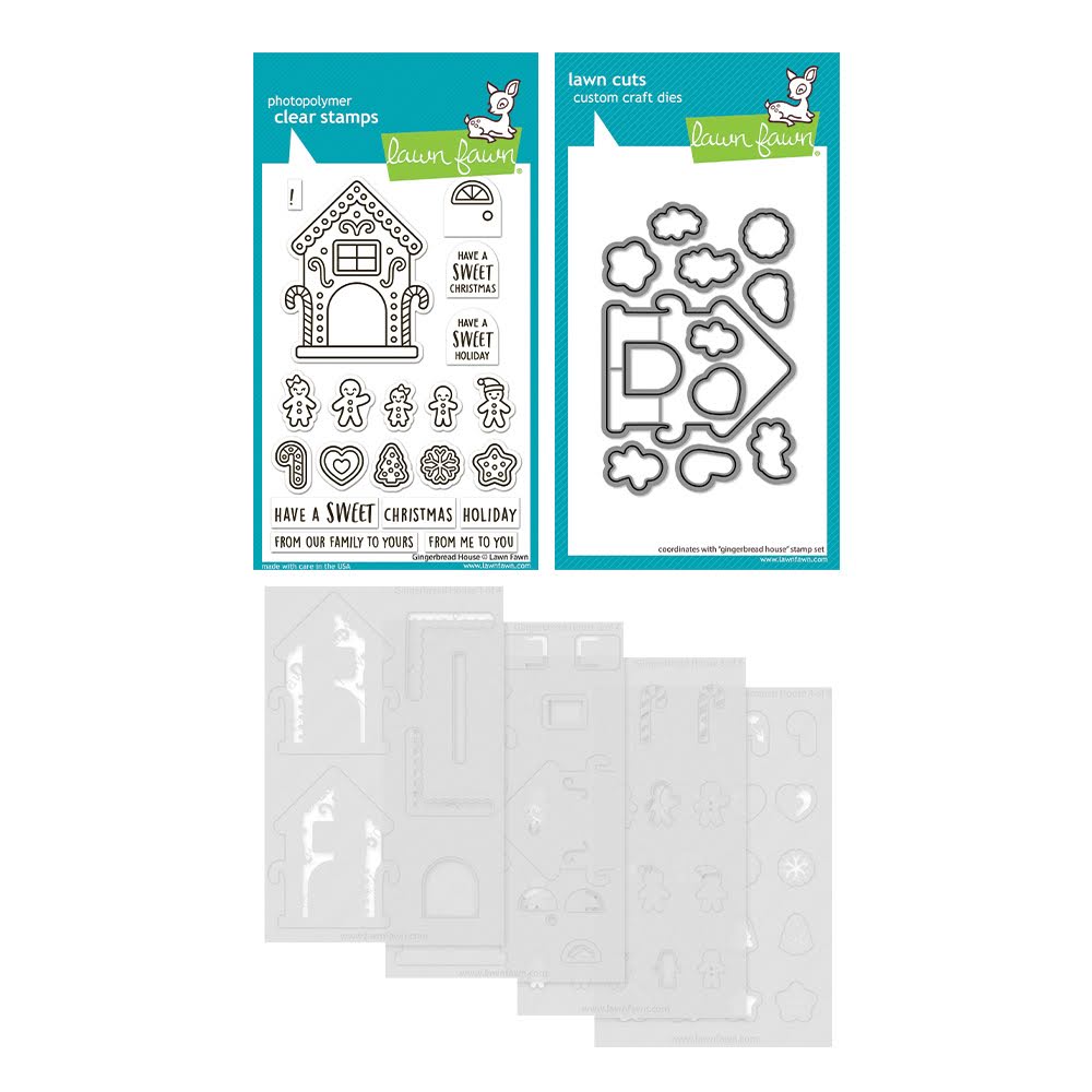 Lawn Fawn Gingerbread House Stamps Dies and Stencils