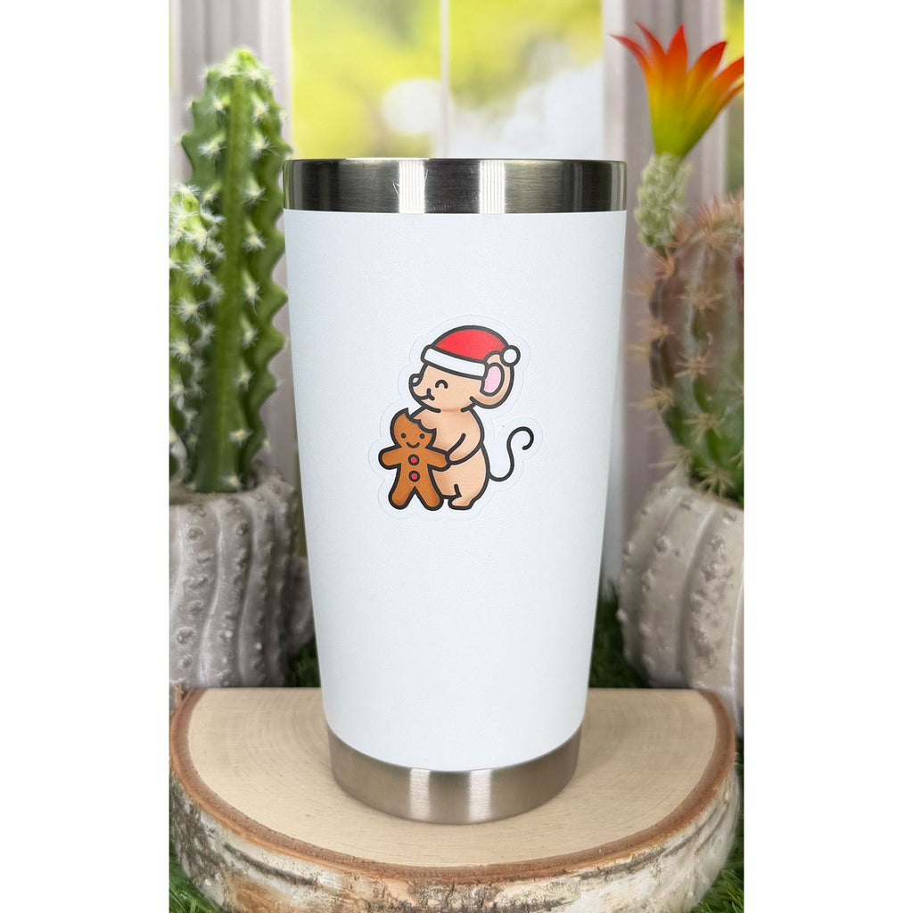 Lawn Fawn Gingerbread Mouse Vinyl Sticker lf4285 shown on travel mug