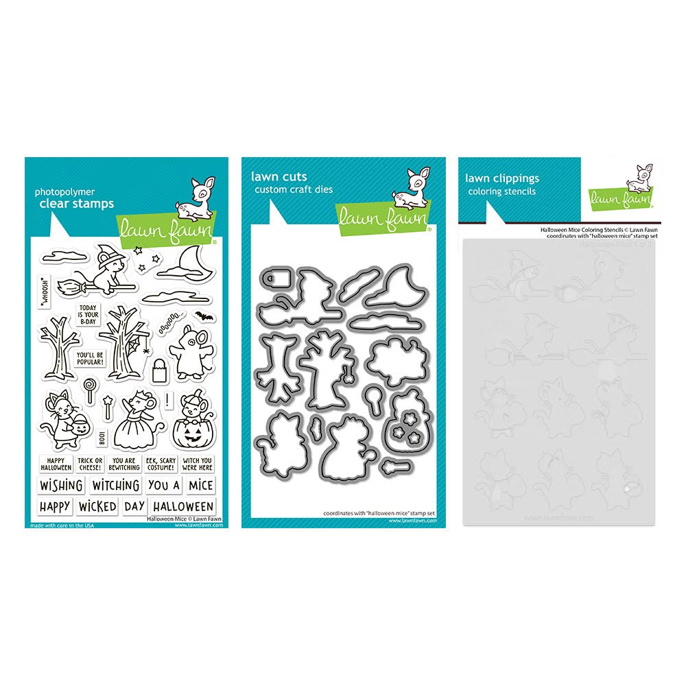 Lawn Fawn Halloween Mice Stamps Dies and Stencils Set