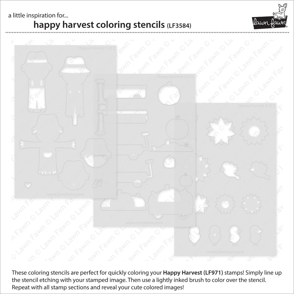 Lawn Fawn Happy Harvest Coloring Stencils lf3584 All Stencils