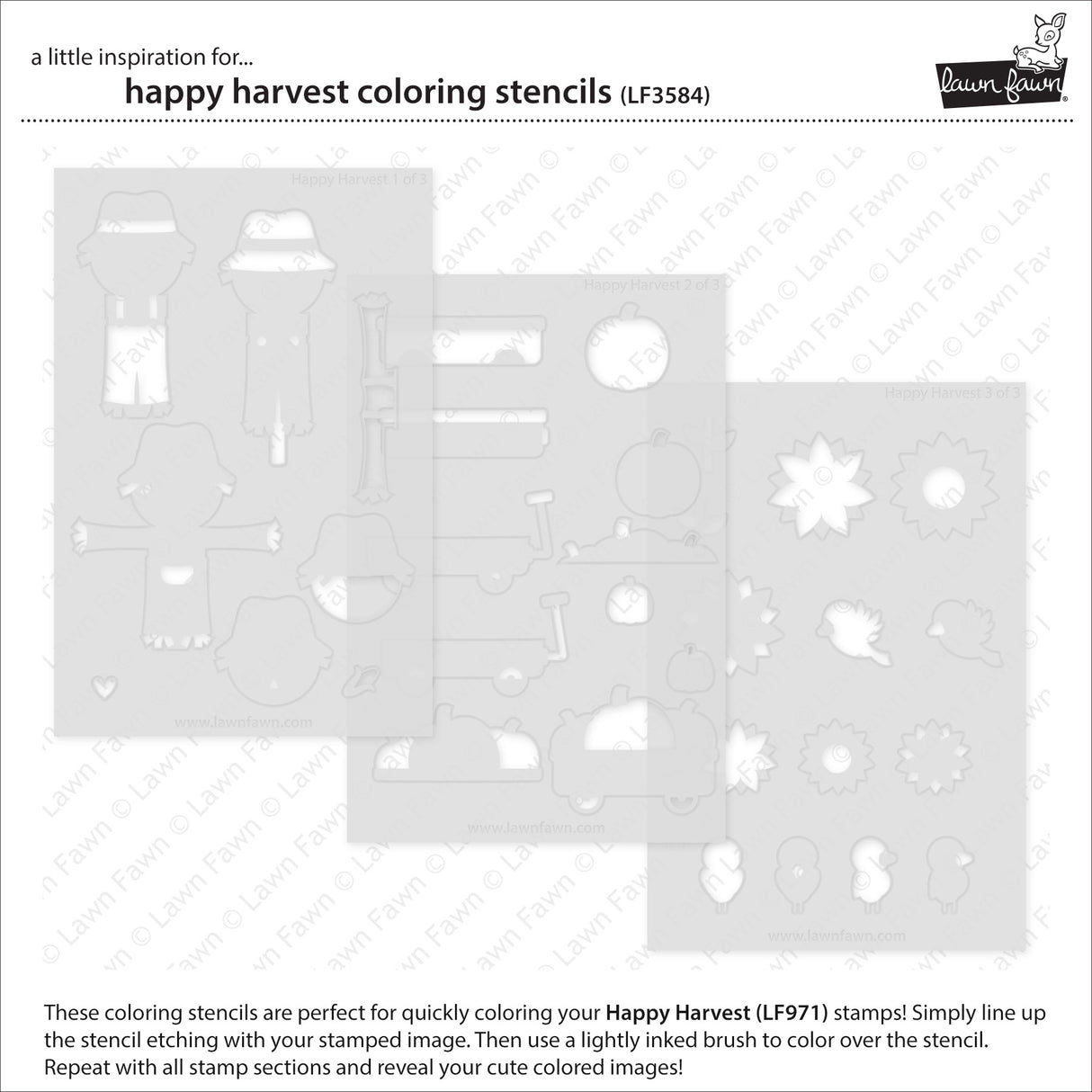Lawn Fawn Happy Harvest Coloring Stencils lf3584 All Stencils