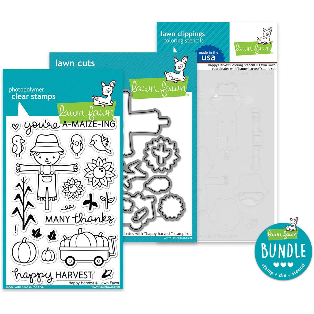 Lawn Fawn Happy Harvest Stamps Dies and Coloring Stencils Bundle