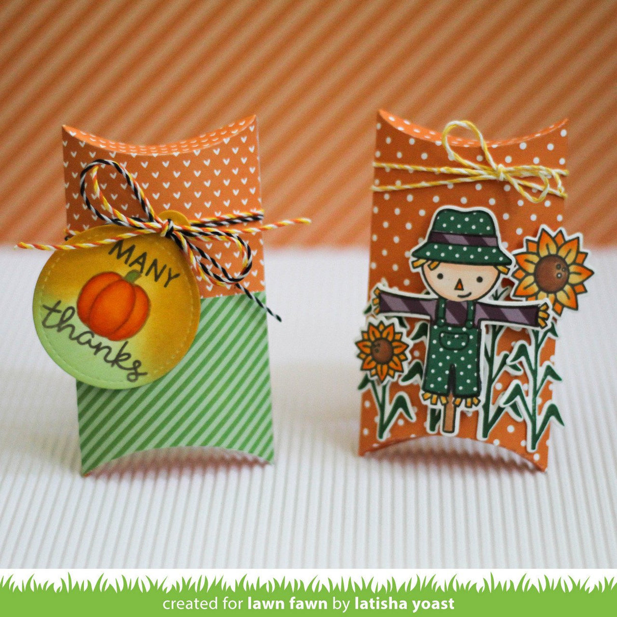 Lawn Fawn Happy Harvest Stamps Dies and Coloring Stencils Bundle Treat Boxes
