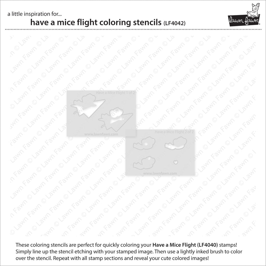 Lawn Fawn Have a Mice Flight Coloring Stencils lf4042 showing individual stencils