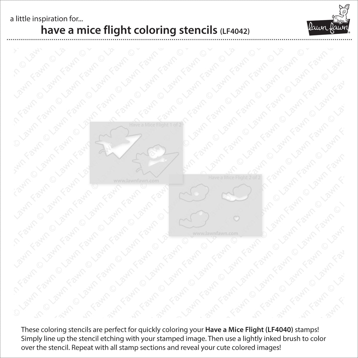 Lawn Fawn Have a Mice Flight Coloring Stencils lf4042 showing individual stencils